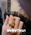 vintage Brushed Twin Lotus Flower Gemstone Ring
