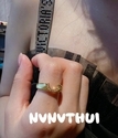 vintage Brushed Twin Lotus Flower Gemstone Ring