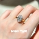 vintage Brushed Twin Lotus Flower Gemstone Ring
