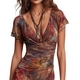 Pattern Elegant V-Neck Waist-Cinched Long Dress