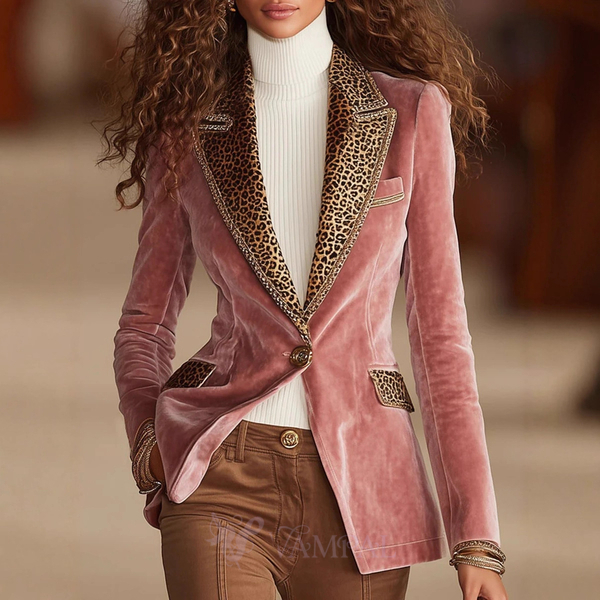 Women's Long Sleeve Lace Patchwork Gold Velvet Coat