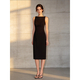 Elegant Sleeveless Cinched Waist Bodycon Midi Work Dress