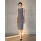Elegant Sleeveless Cinched Waist Bodycon Midi Work Dress