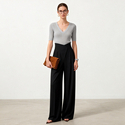 Khaki Wide-Leg High-Waist Drape Floor-Length Pants For Women