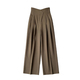 Khaki Wide-Leg High-Waist Drape Floor-Length Pants For Women