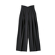 Khaki Wide-Leg High-Waist Drape Floor-Length Pants For Women