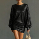 Sequin Party Evening Dress With Lantern Sleeves