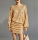 Sequin Party Evening Dress With Lantern Sleeves