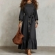 Women's Elastic Waist Patchwork Ruffle Hem Dress