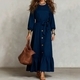 Women's Elastic Waist Patchwork Ruffle Hem Dress