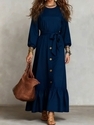 Women's Elastic Waist Patchwork Ruffle Hem Dress