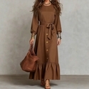 Women's Elastic Waist Patchwork Ruffle Hem Dress