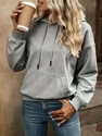 Damen lockere einfarbige Kapuzenjacke mit Taschen