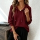 Waffle Knit Pullover Hoodie Solid Color Loose Fit Women