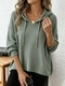 Waffle Knit Pullover Hoodie Solid Color Loose Fit Women