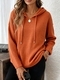 Waffle Knit Pullover Hoodie Solid Color Loose Fit Women
