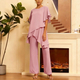 Women's Loose Chiffon Two-Piece Set Solid Color Plus Size