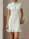 Summer Lapel Short Sleeve Loose Solid Color Dress