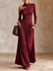 Asymmetric Off-Shoulder Long-Sleeve Casual Vacation Dress