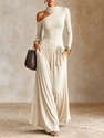 Asymmetric Off-Shoulder Long-Sleeve Casual Vacation Dress