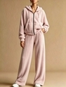 Women's Fleece Hooded Zip-Up Sweatshirt And Pants Set