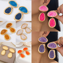Vintage Geometric Textured Enamel Drop Earrings