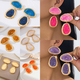 Vintage Geometric Textured Enamel Drop Earrings