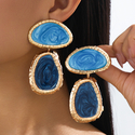 Vintage Geometric Textured Enamel Drop Earrings