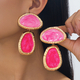 Vintage Geometric Textured Enamel Drop Earrings