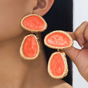 Vintage Geometric Textured Enamel Drop Earrings