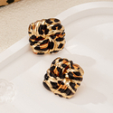 Leopard Print Twisted Cross Wrap Stud Earrings