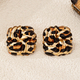 Leopard Print Twisted Cross Wrap Stud Earrings