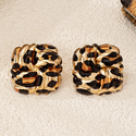 Leopard Print Twisted Cross Wrap Stud Earrings
