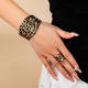 YLC-TZ-1320 Black Set Leopard Print Geometric Irregular Bracelet Ring Set For Women