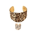 YLC-TZ-1320 Black Set Leopard Print Geometric Irregular Bracelet Ring Set For Women