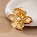 Irregular 3D Flower Faux Pearl Brooch Elegant Women's Accessory