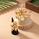 Personalized Flower Bracelet And Retro Flower Ring Set For Women