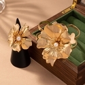 Personalized Flower Bracelet And Retro Flower Ring Set For Women