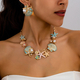 Colorful Enamel Starfish Shell Coral Earrings And Necklace Set For Women