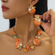 Colorful Enamel Starfish Shell Coral Earrings And Necklace Set For Women