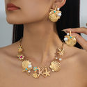Colorful Enamel Starfish Shell Coral Earrings And Necklace Set For Women