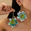 Inlaid Irregular Color Flower Earrings For Women