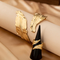 YLC-TZ-1619 Gold Bracelet Leaf Open Bracelet And Ring Two-Piece Set For Women