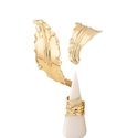 YLC-TZ-1619 Gold Bracelet Leaf Open Bracelet And Ring Two-Piece Set For Women