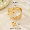YLC-TZ-1619 Gold Bracelet Leaf Open Bracelet And Ring Two-Piece Set For Women