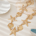 YLC-YL-1922 Gold Waist Chain Starfish Shell Faux Pearl Waist Chain Beach Vacation Jewelry For Women