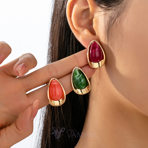 Minimalist Colorful Acrylic Teardrop Stud Earrings For Women