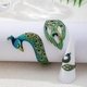 YLC-TZ-2841 Color Set Colorful Peacock Enamel Cuff Bracelet Ring Set Ethnic Style