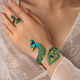 YLC-TZ-2841 Color Set Colorful Peacock Enamel Cuff Bracelet Ring Set Ethnic Style