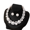 YLC-TZ-2274 White Set Retro Faux Pearl Necklace And Earring Set For Women